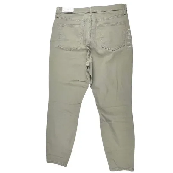 M Jeans Pants 14W Olive Green Neutral Tone Denim Casual Skinny High Rise Jeans - Picture 14 of 14